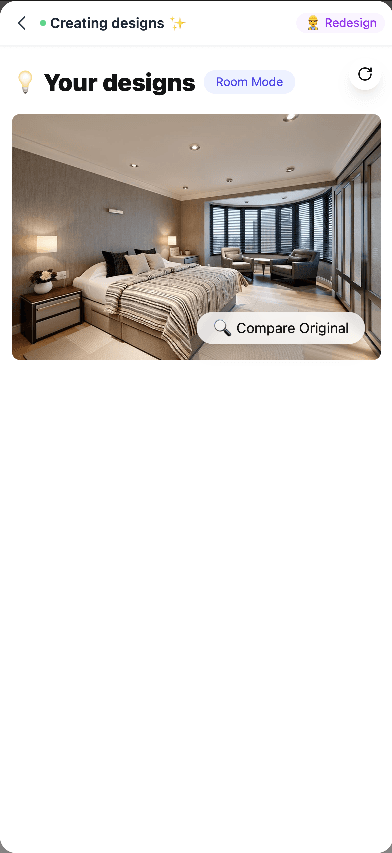 AI Interior Design Software results showing designed transformation