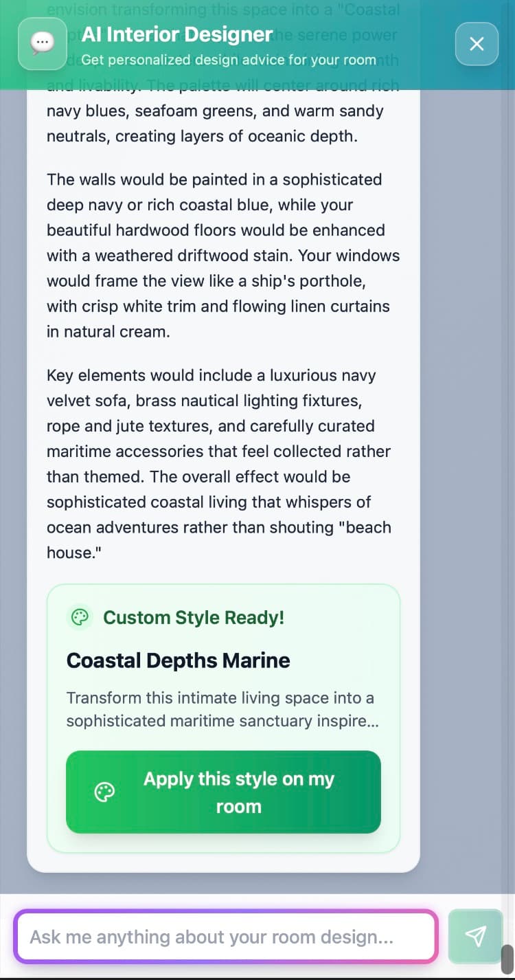 π¬ Design Chat Assistant - AI Interior Design Feature