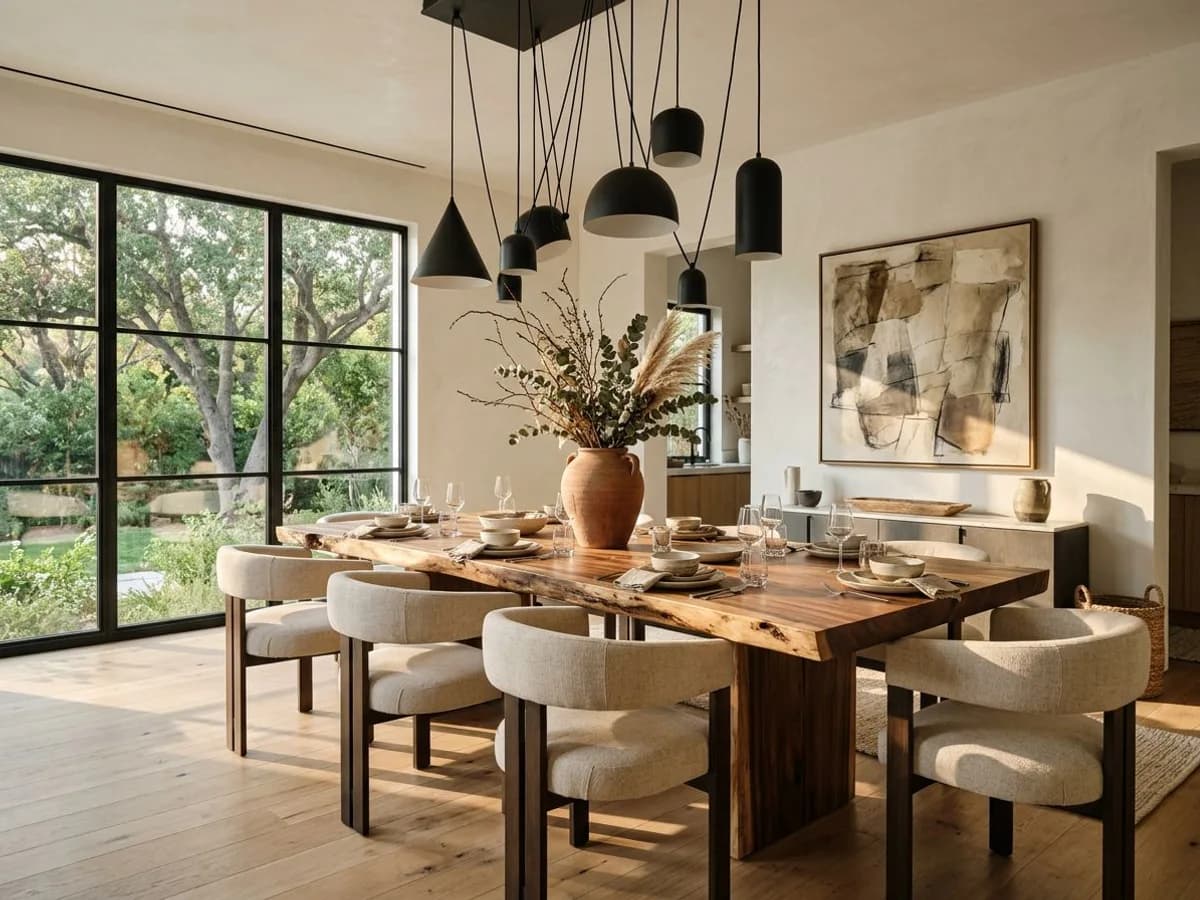 Dining room redesigned in modern organic style