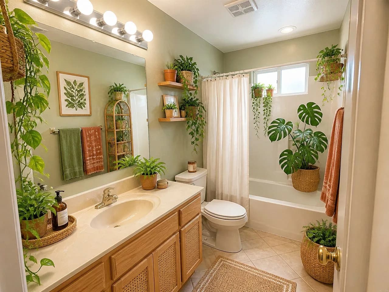 The 1990s bathroom redesigned in the free Botanical Greenhouse style