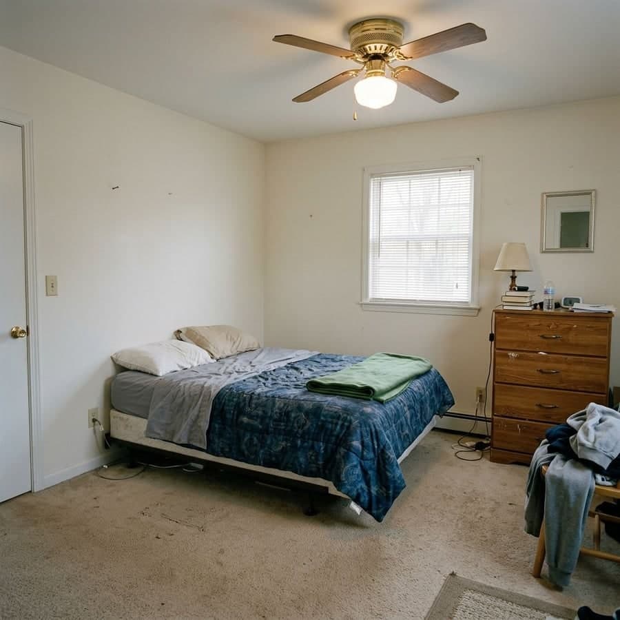 Bedroom before - plain, unredesigned