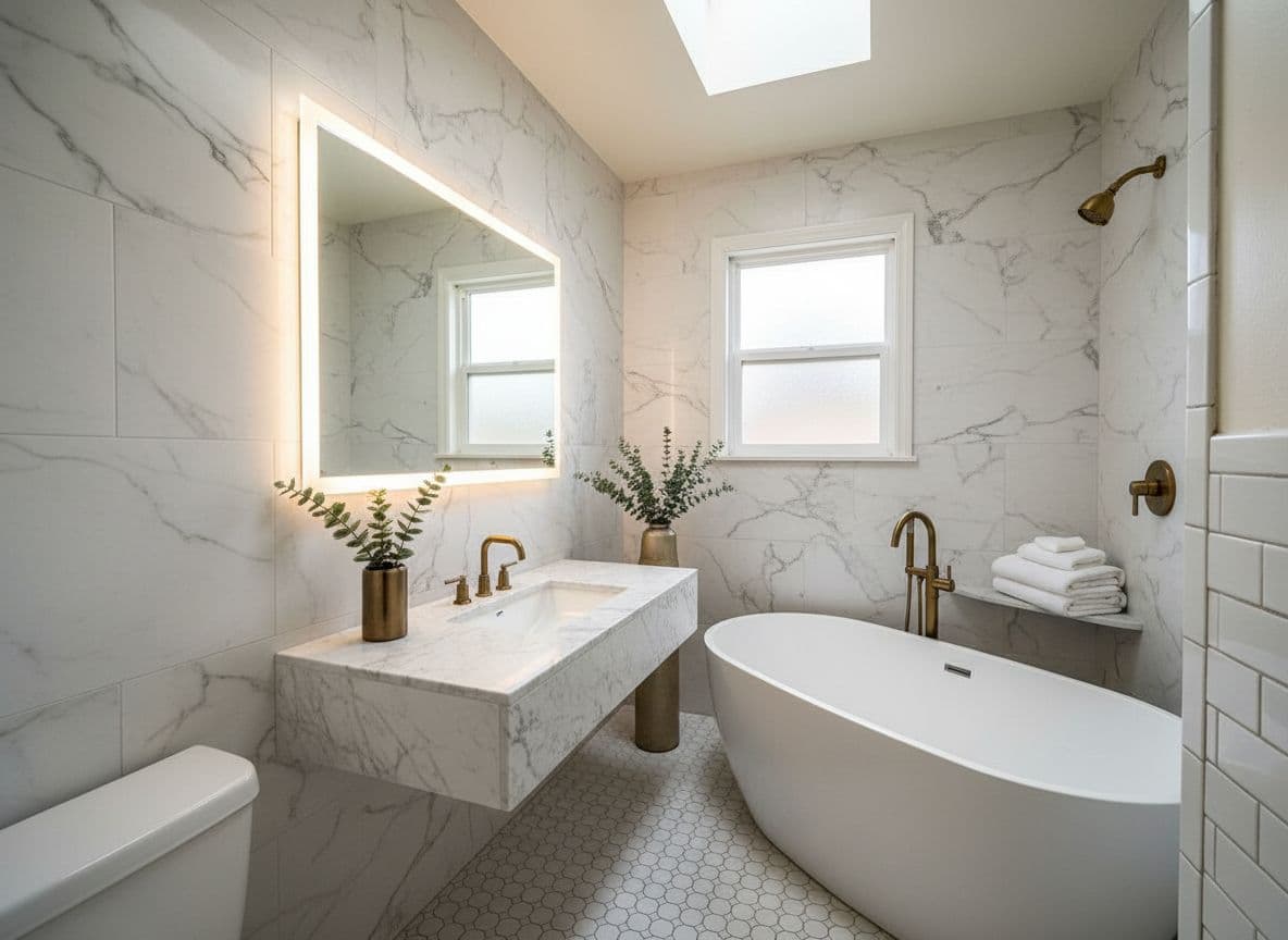 Spa Luxe bathroom — AI redesign by Decoratly