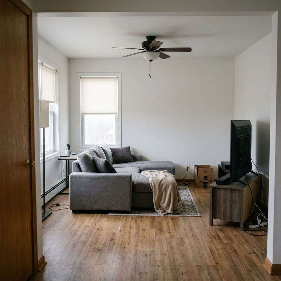 Before - living room ready for AI redesign