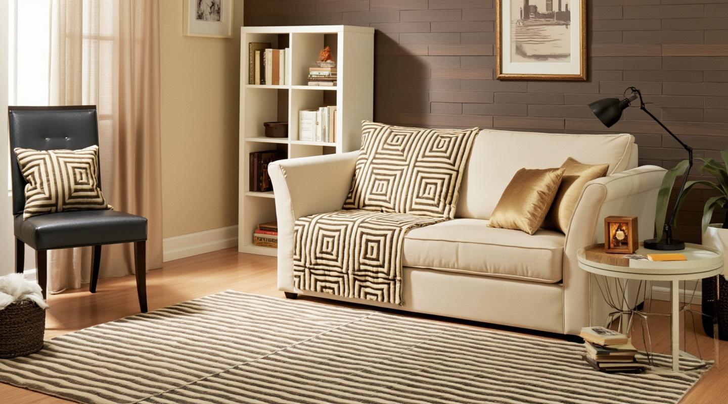 Sophisticated Art Deco living room transformation with geometric patterns and luxurious elements