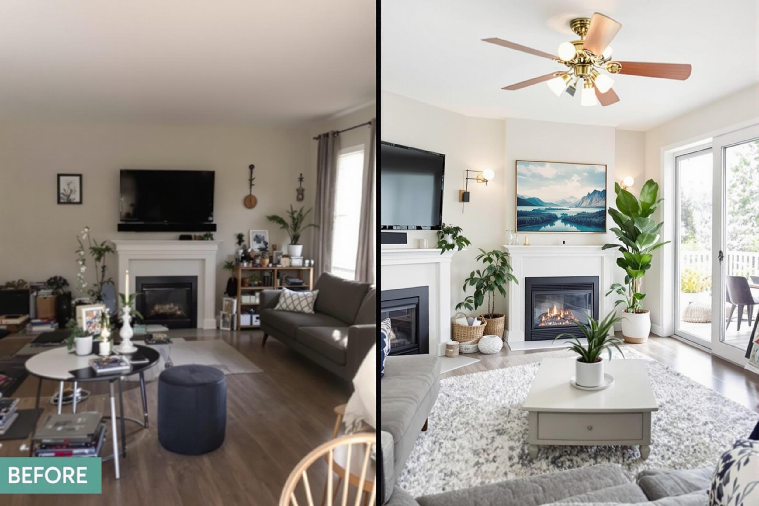 Before and after budget room makeover