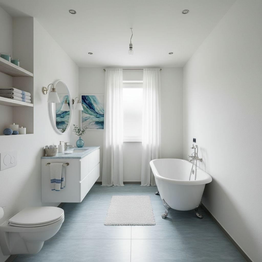 Bathroom after coastal interior design transformation