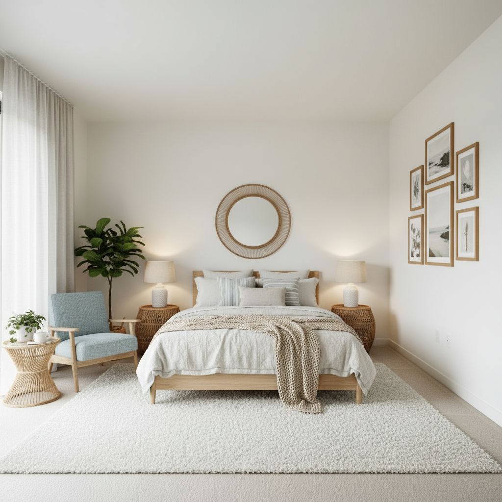 Modern bedroom after coastal interior design