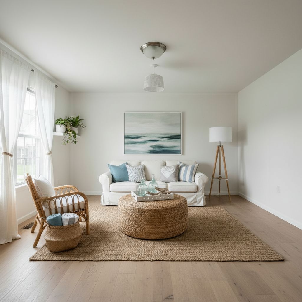 Traditional living room after coastal interior design