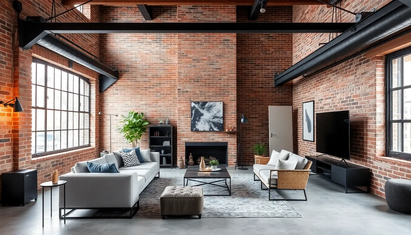 A rugged and stylish industrial living room