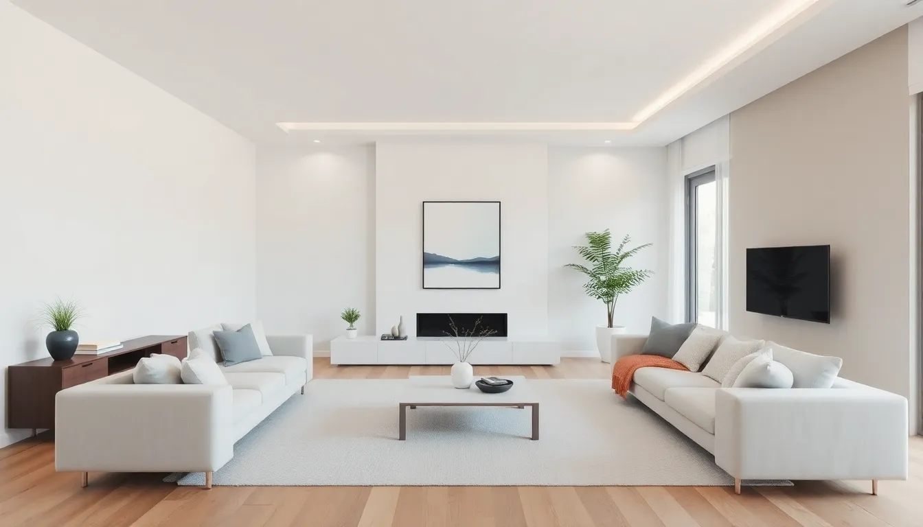 A serene and uncluttered minimalist living room