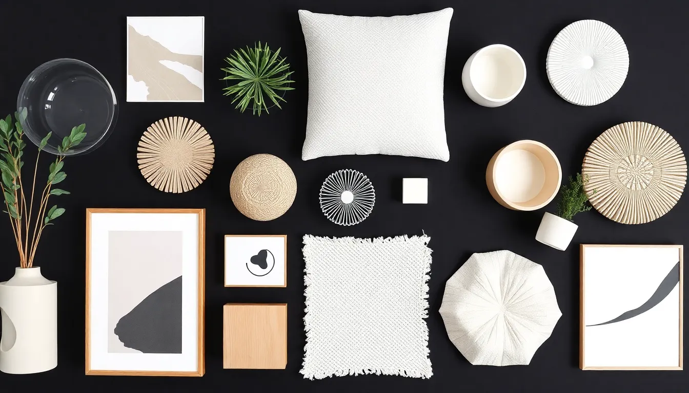 A collection of modern home decor elements