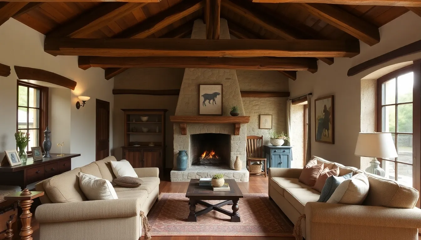 A warm and inviting rustic living room