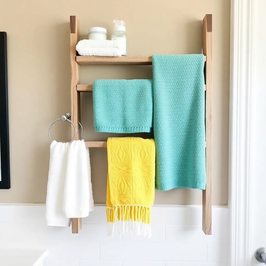 DIY Ladder Towel Rack for bathroom home decor