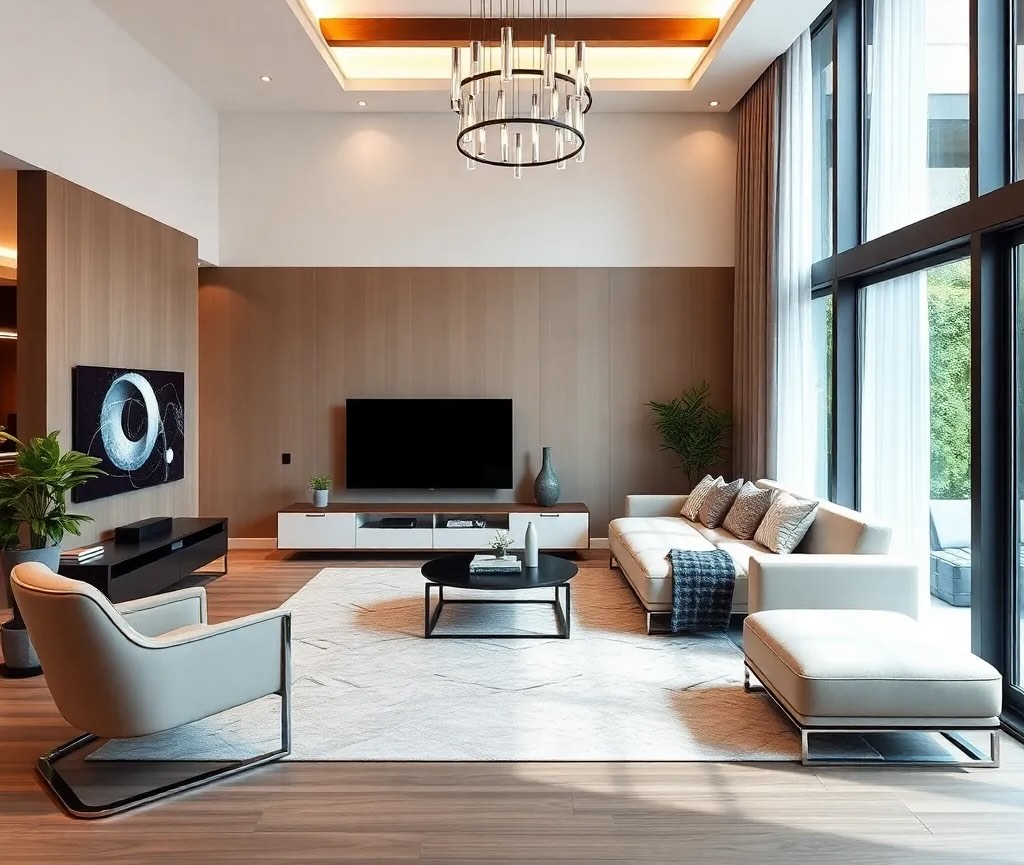 Modern interior design with smart home technology