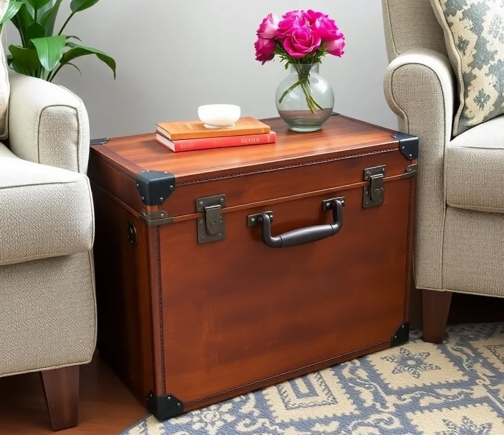 DIY Vintage Suitcase Side Table for unique home decor