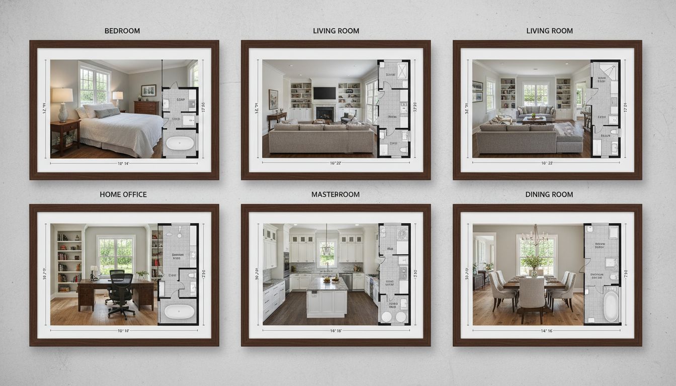 Room size comparison chart showing different room types with dimensions